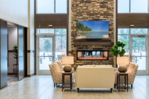 Lobby and view at Meadowview of Johnston IA