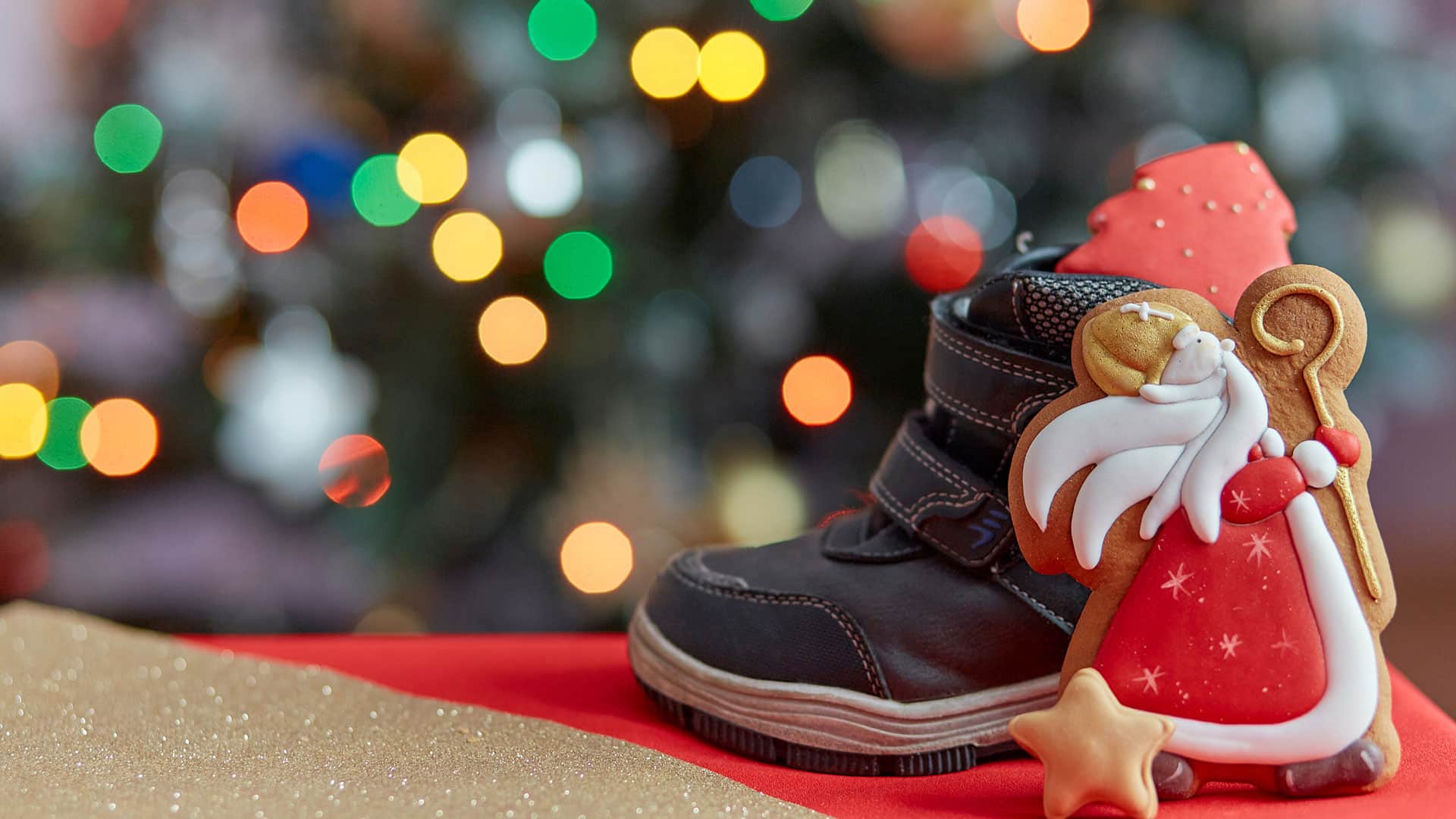 St Nicholas cookie and shoe filled with goodies